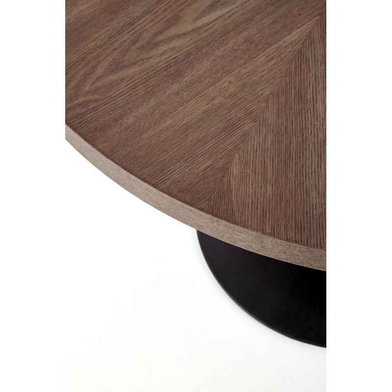 'CARMELO Round Table, Walnut Top, Black Leg' 'CARMELO Round Table, Walnut Top, Black Leg'