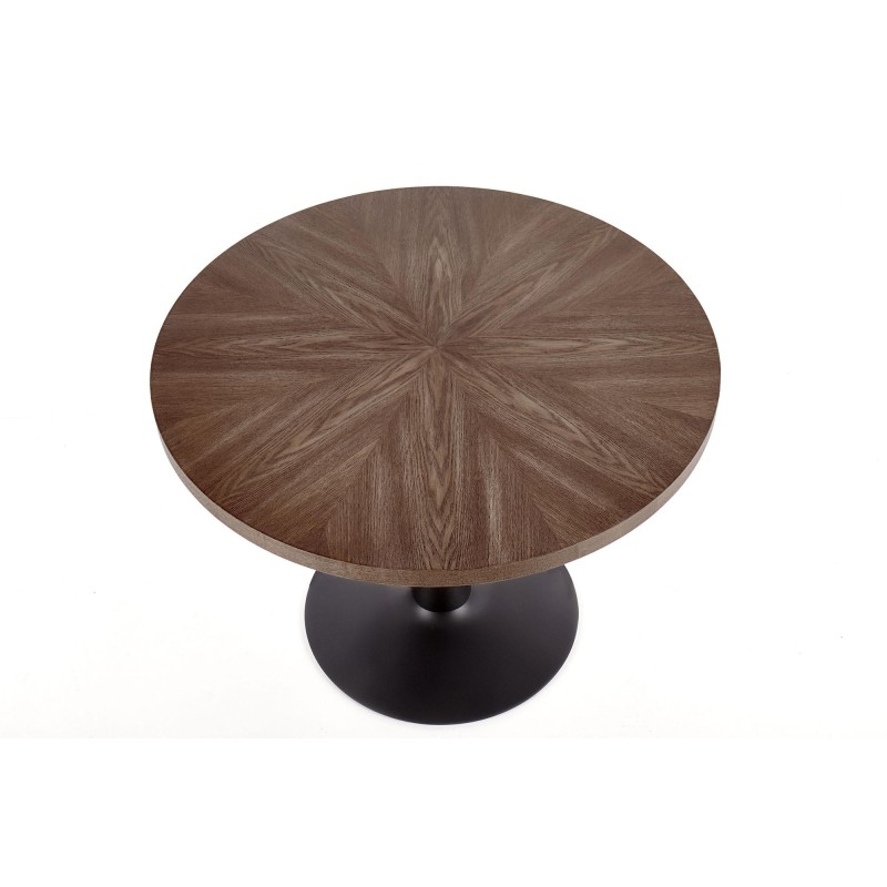 'CARMELO Round Table, Walnut Top, Black Leg' 'CARMELO Round Table, Walnut Top, Black Leg'