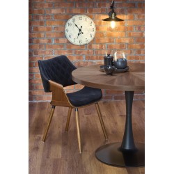 'CARMELO Round Table, Walnut Top, Black Leg' 'CARMELO Round Table, Walnut Top, Black Leg'