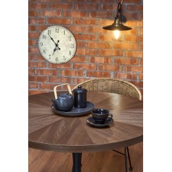'CARMELO Round Table, Walnut Top, Black Leg' 'CARMELO Round Table, Walnut Top, Black Leg'