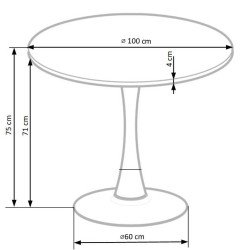 'CARMELO Round Table, Walnut Top, Black Leg' 'CARMELO Round Table, Walnut Top, Black Leg'