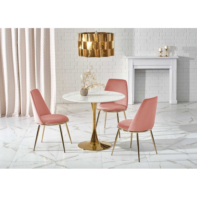 'CASEMIRO Table Top - White Marble, Leg - Gold' 'CASEMIRO Table Top - White Marble, Leg - Gold'