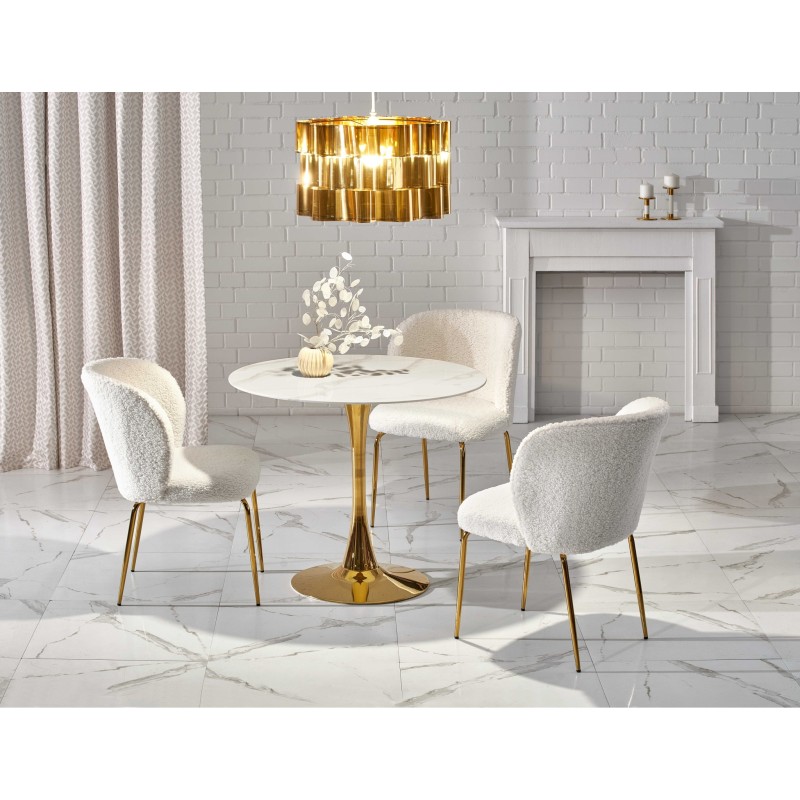'CASEMIRO Table Top - White Marble, Leg - Gold' 'CASEMIRO Table Top - White Marble, Leg - Gold'