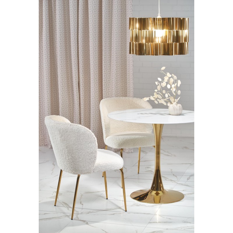 'CASEMIRO Table Top - White Marble, Leg - Gold' 'CASEMIRO Table Top - White Marble, Leg - Gold'