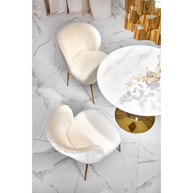 'CASEMIRO Table Top - White Marble, Leg - Gold' 'CASEMIRO Table Top - White Marble, Leg - Gold'