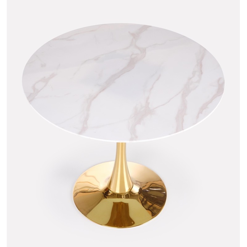'CASEMIRO Table Top - White Marble, Leg - Gold' 'CASEMIRO Table Top - White Marble, Leg - Gold'