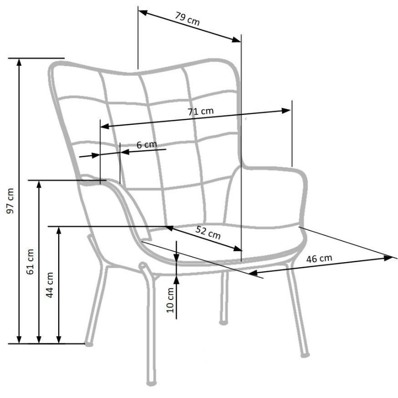'CASTEL Black / Light Ash Leisure Chair' 'CASTEL Black / Light Ash Leisure Chair'