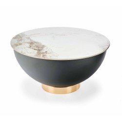 'CECILIA White Marble / Ash Grey / Gold Coffee Table'