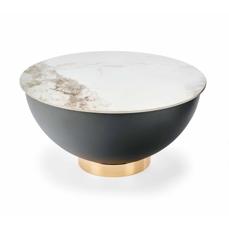 'CECILIA White Marble / Ash Grey / Gold Coffee Table'