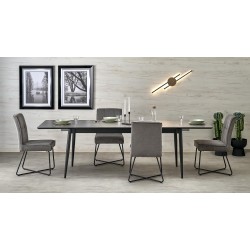 'CHARLES Extendable Table, Top - Ashen Marble, Legs - Black'