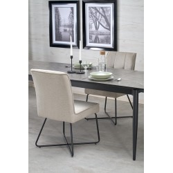 'CHARLES Extendable Table, Top - Ashen Marble, Legs - Black' 'CHARLES Extendable Table, Top - Ashen Marble, Legs - Black'