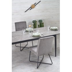 'CHARLES Extendable Table, Top - Ashen Marble, Legs - Black' 'CHARLES Extendable Table, Top - Ashen Marble, Legs - Black'