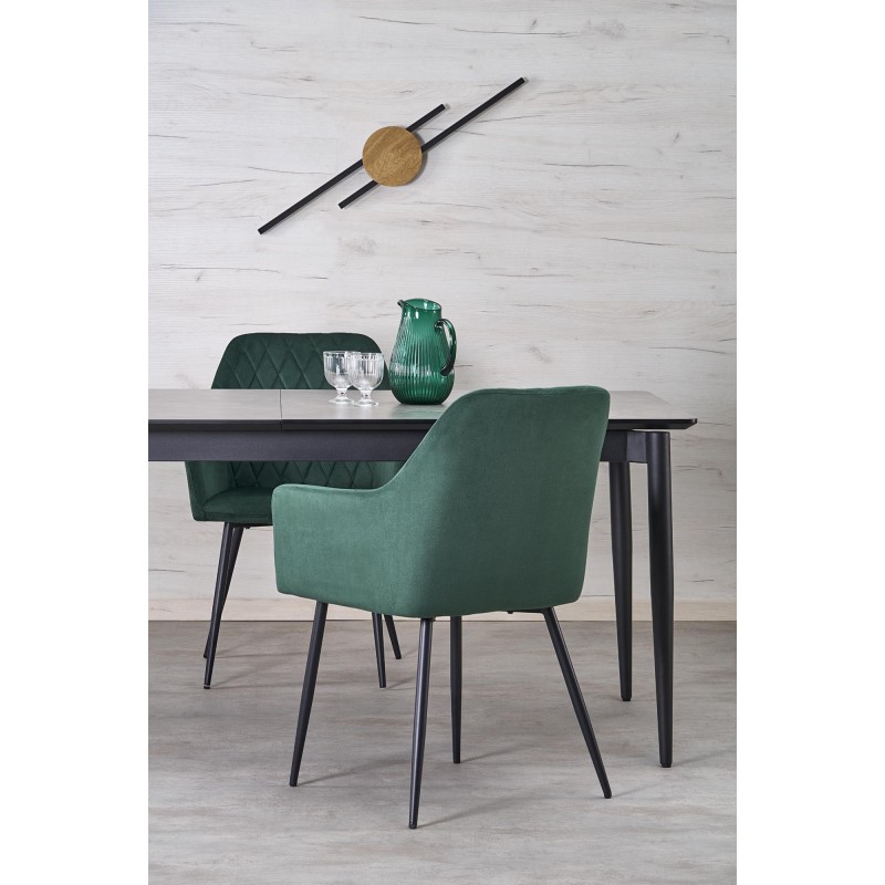 'CHARLES Extendable Table, Top - Ashen Marble, Legs - Black' 'CHARLES Extendable Table, Top - Ashen Marble, Legs - Black'
