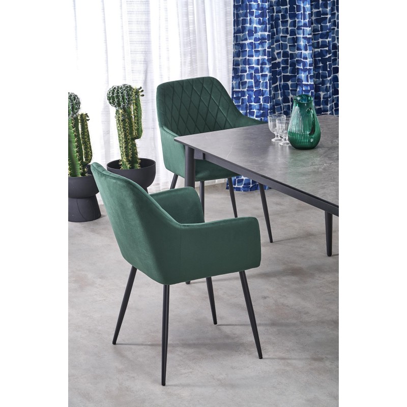 'CHARLES Extendable Table, Top - Ashen Marble, Legs - Black' 'CHARLES Extendable Table, Top - Ashen Marble, Legs - Black'