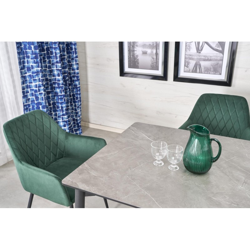 'CHARLES Extendable Table, Top - Ashen Marble, Legs - Black' 'CHARLES Extendable Table, Top - Ashen Marble, Legs - Black'