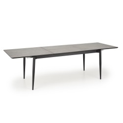 'CHARLES Extendable Table, Top - Ashen Marble, Legs - Black' 'CHARLES Extendable Table, Top - Ashen Marble, Legs - Black'