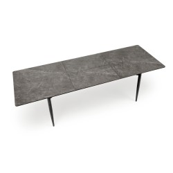 'CHARLES Extendable Table, Top - Ashen Marble, Legs - Black' 'CHARLES Extendable Table, Top - Ashen Marble, Legs - Black'