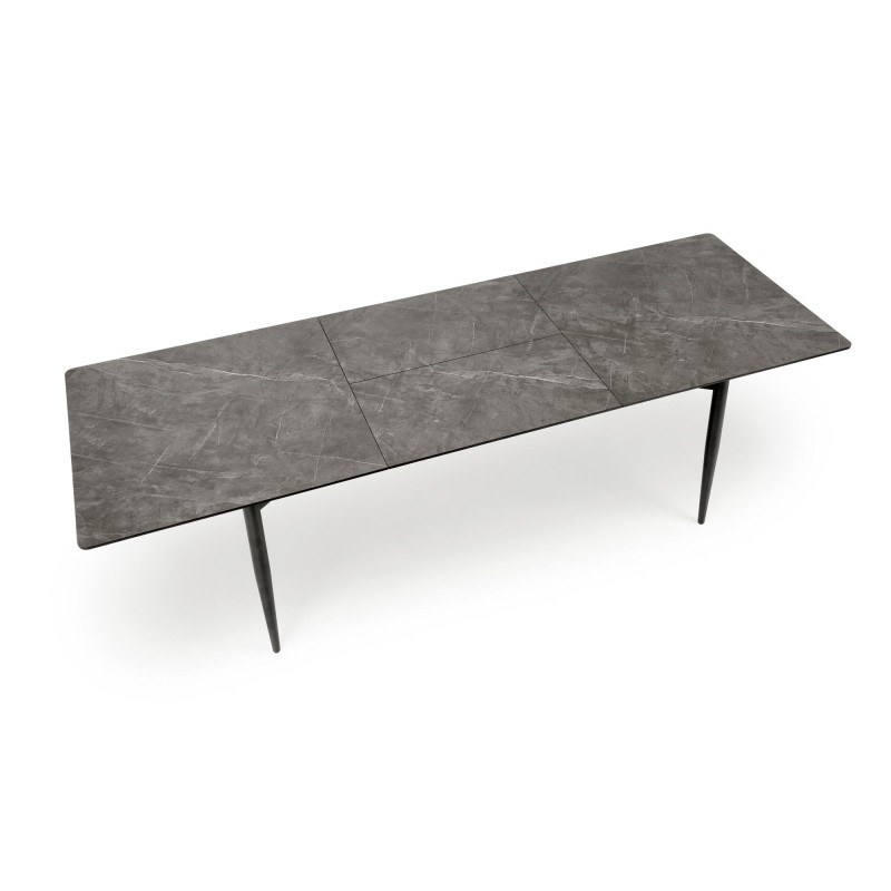'CHARLES Extendable Table, Top - Ashen Marble, Legs - Black' 'CHARLES Extendable Table, Top - Ashen Marble, Legs - Black'