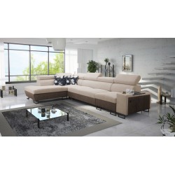 Ecksofa Prestige XI Maxi mit Schlaffunktion und USB-Anschluss | Gepolsterte Ecksofa Weich im Griff, Freya 210.04 + Tauro 8202