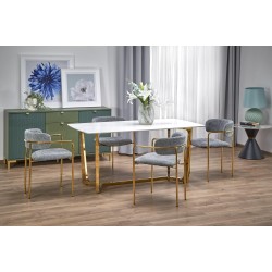 'CLEMENTE Table Top - White Marble, Legs - Gold'
