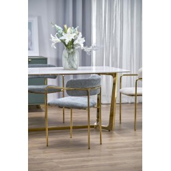 'CLEMENTE Table Top - White Marble, Legs - Gold' 'CLEMENTE Table Top - White Marble, Legs - Gold'