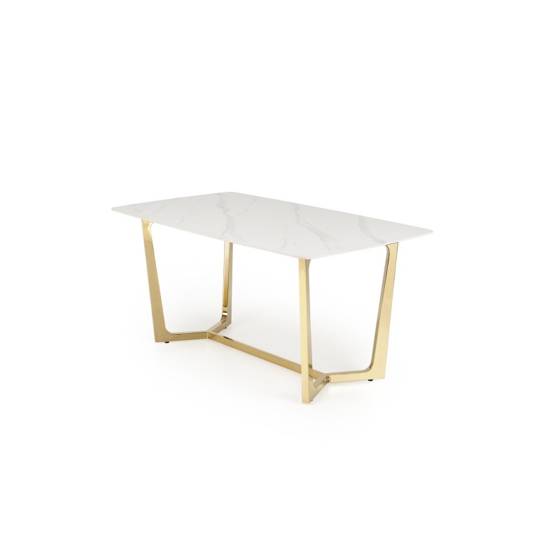 'CLEMENTE Table Top - White Marble, Legs - Gold' 'CLEMENTE Table Top - White Marble, Legs - Gold'