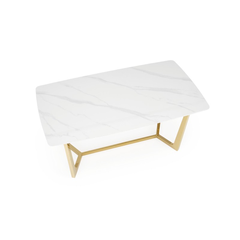 'CLEMENTE Table Top - White Marble, Legs - Gold' 'CLEMENTE Table Top - White Marble, Legs - Gold'