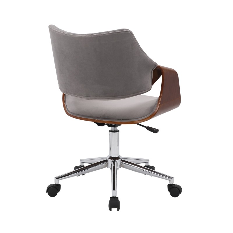 'COLT Walnut/Ash Grey Velvet Office Chair' 'COLT Walnut/Ash Grey Velvet Office Chair'