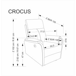 'CROCUS Relaxation Armchair with Electric Reclining Function, Beige' 'CROCUS Relaxation Armchair with Electric Reclining Function, Beige'