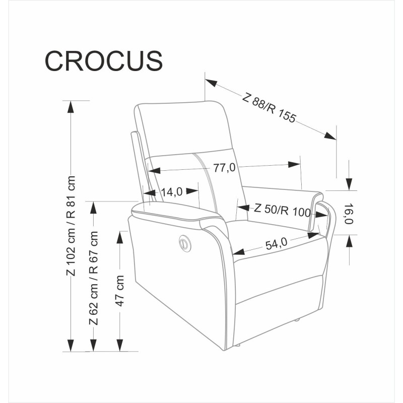 'CROCUS Relaxation Armchair with Electric Reclining Function, Beige' 'CROCUS Relaxation Armchair with Electric Reclining Function, Beige'