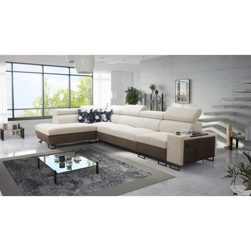 Esquina Prestige XI Maxi con función de cama y puerto USB | Sofá Esquinero Tapizado Suave al tacto, Freya 210.02 + Tauro 8202