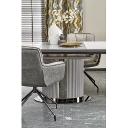 "DANCAN Extendable Table, White Marble / Ash Grey / Light Ash Grey / Black" "DANCAN Extendable Table, White Marble / Ash Grey / Light Ash Grey / Black"