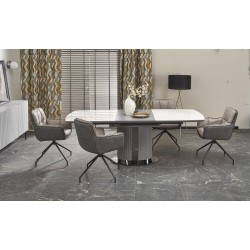 "DANCAN Extendable Table, White Marble / Ash Grey / Light Ash Grey / Black" "DANCAN Extendable Table, White Marble / Ash Grey / Light Ash Grey / Black"