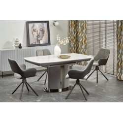 "DANCAN Extendable Table, White Marble / Ash Grey / Light Ash Grey / Black" "DANCAN Extendable Table, White Marble / Ash Grey / Light Ash Grey / Black"