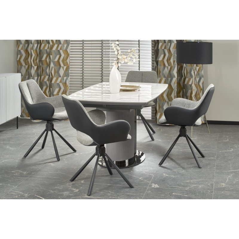 "DANCAN Extendable Table, White Marble / Ash Grey / Light Ash Grey / Black" "DANCAN Extendable Table, White Marble / Ash Grey / Light Ash Grey / Black"