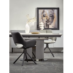 "DANCAN Extendable Table, White Marble / Ash Grey / Light Ash Grey / Black" "DANCAN Extendable Table, White Marble / Ash Grey / Light Ash Grey / Black"