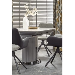 "DANCAN Extendable Table, White Marble / Ash Grey / Light Ash Grey / Black" "DANCAN Extendable Table, White Marble / Ash Grey / Light Ash Grey / Black"