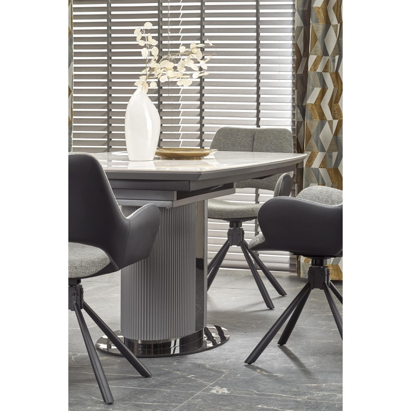 "DANCAN Extendable Table, White Marble / Ash Grey / Light Ash Grey / Black" "DANCAN Extendable Table, White Marble / Ash Grey / Light Ash Grey / Black"