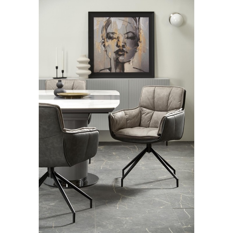 "DANCAN Extendable Table, White Marble / Ash Grey / Light Ash Grey / Black" "DANCAN Extendable Table, White Marble / Ash Grey / Light Ash Grey / Black"