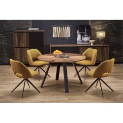 'DANILO Round Table, Walnut Top, Black Legs'