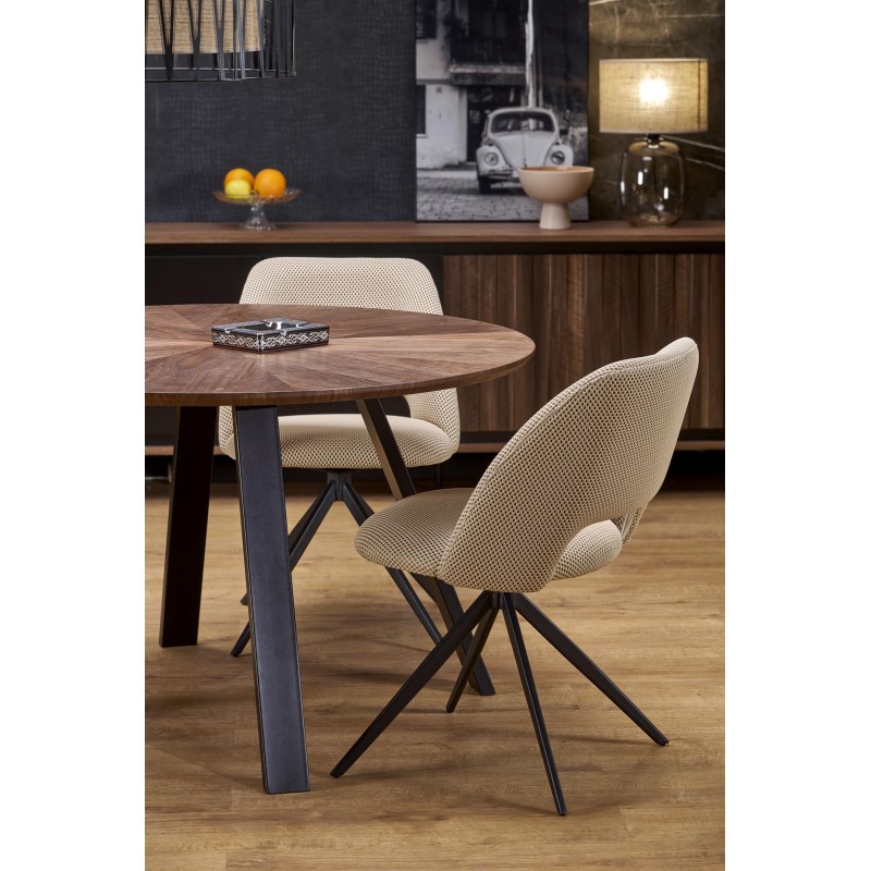 'DANILO Round Table, Walnut Top, Black Legs' 'DANILO Round Table, Walnut Top, Black Legs'