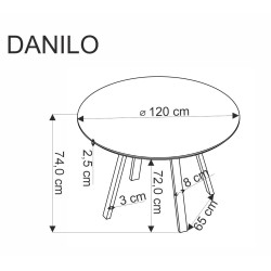'DANILO Round Table, Walnut Top, Black Legs' 'DANILO Round Table, Walnut Top, Black Legs'