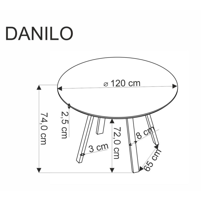 'DANILO Round Table, Walnut Top, Black Legs' 'DANILO Round Table, Walnut Top, Black Legs'