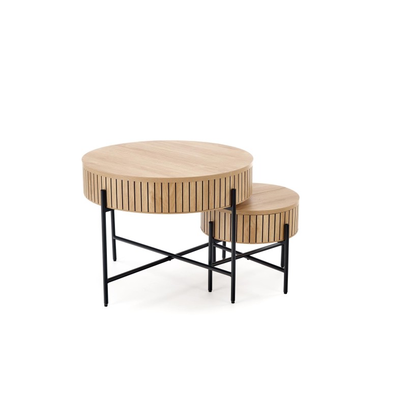 'DANTE Set of 2 Benches, Natural / Black' 'DANTE Set of 2 Benches, Natural / Black'