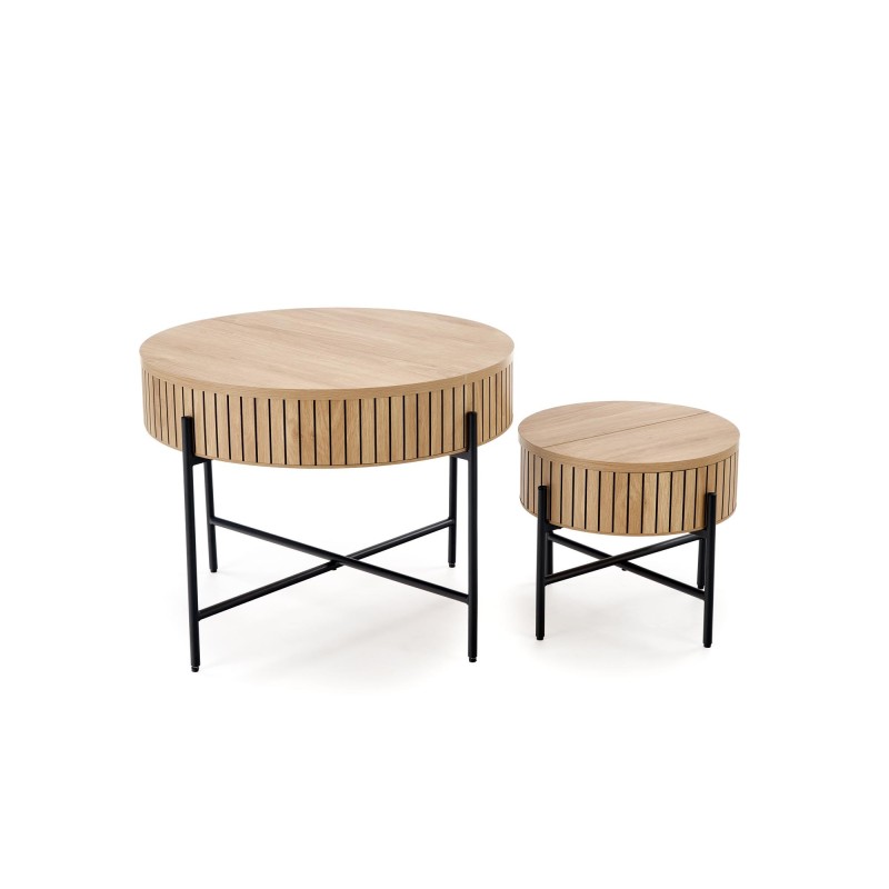 'DANTE Set of 2 Benches, Natural / Black' 'DANTE Set of 2 Benches, Natural / Black'