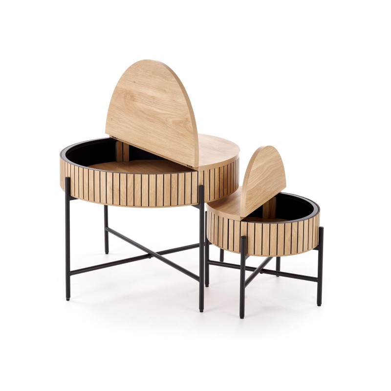 'DANTE Set of 2 Benches, Natural / Black' 'DANTE Set of 2 Benches, Natural / Black'