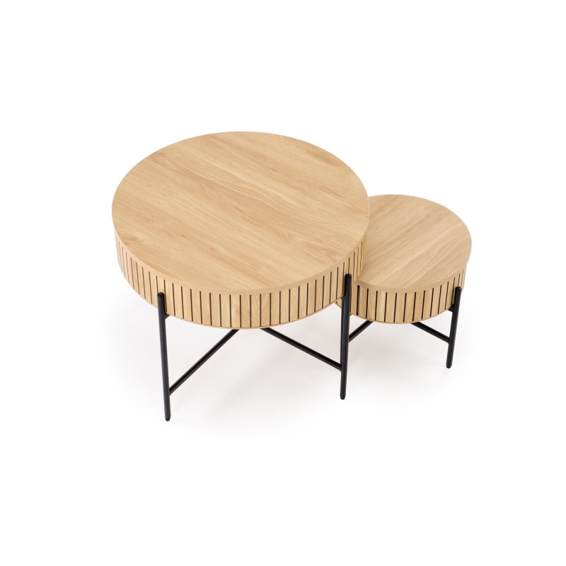 'DANTE Set of 2 Benches, Natural / Black' 'DANTE Set of 2 Benches, Natural / Black'