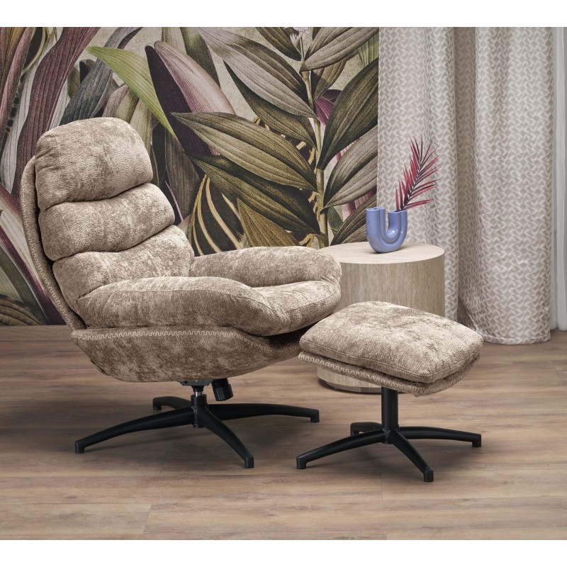 'DARIO Relaxation Armchair with Footrest and Rocking Function, Beige' 'DARIO Relaxation Armchair with Footrest and Rocking Function, Beige'