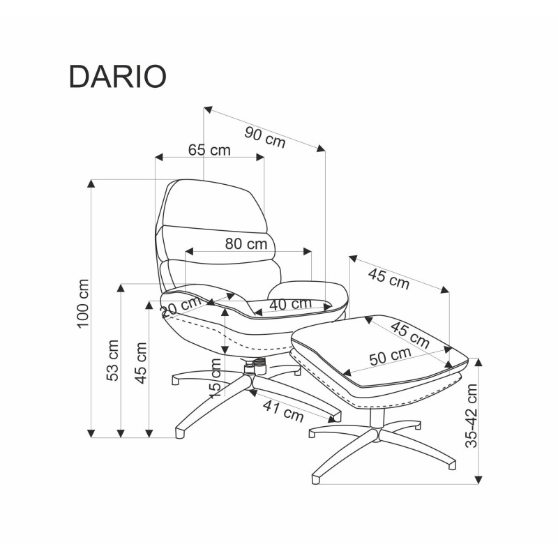 'DARIO Relaxation Armchair with Footrest and Rocking Function, Beige' 'DARIO Relaxation Armchair with Footrest and Rocking Function, Beige'