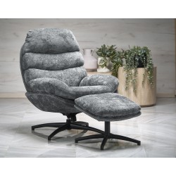 'DARIO Relaxation Armchair with Footrest and Rocking Function, Blue'
